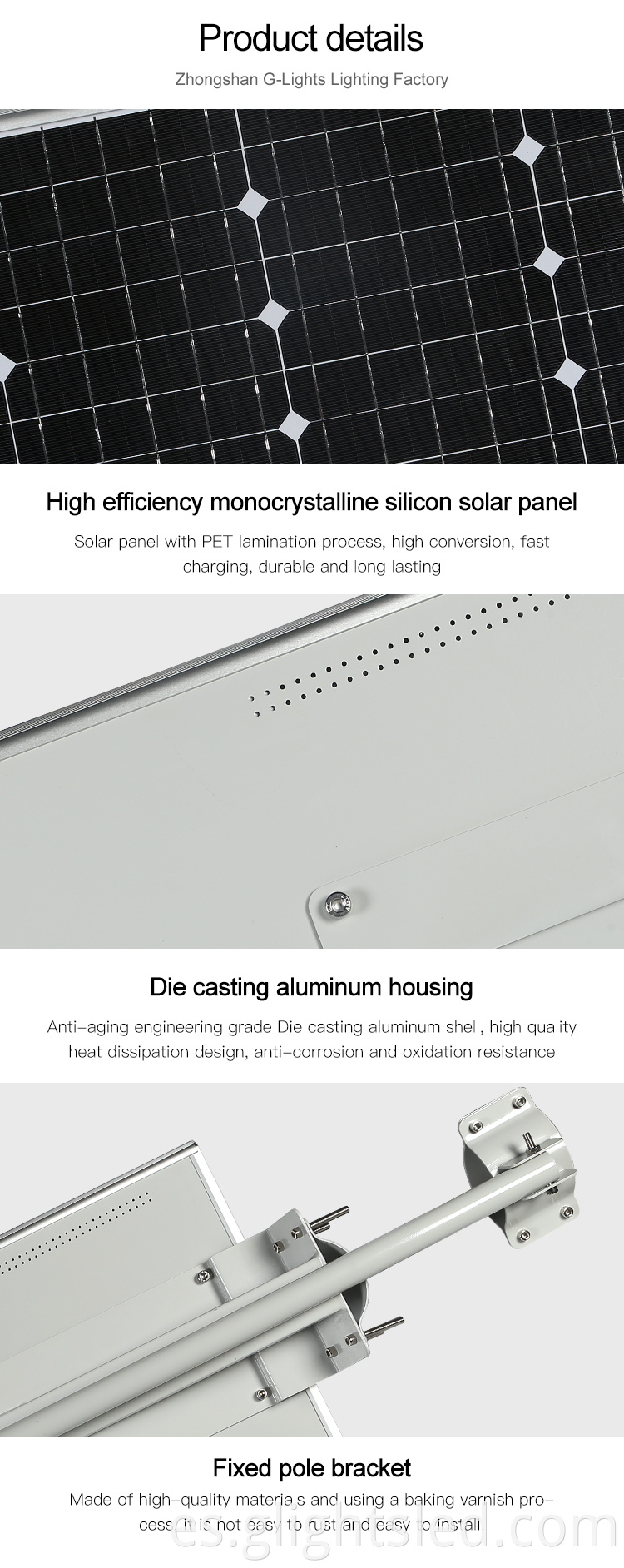 Aluminio IP65 SMD 60watt 90watt 120watt 150watt todo en una luz solar LED integrada